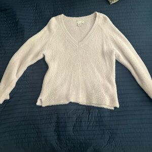 Rachel Zoe Light Pink Fuzzy V-Neck Sweater